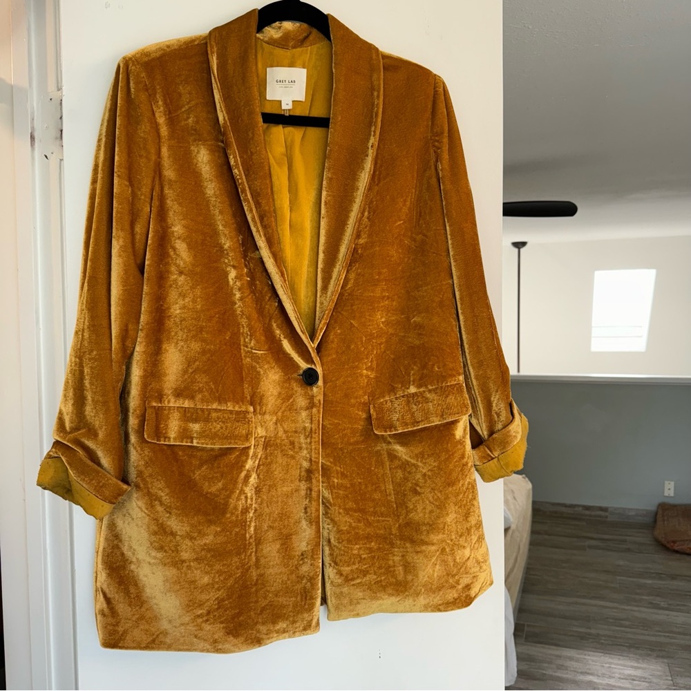 Anthropologie Gold Velvet Blazer